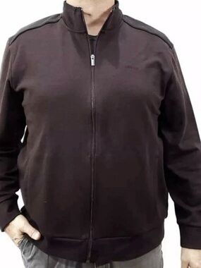 Calvin Klein Full Zip Jacket Men's 2XL Raspberry Chocolate Mock Neck Casual Soft